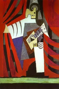 Punchinelle con guitarra ante el telón 1919 Pablo Picasso Pinturas al óleo